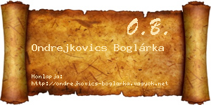 Ondrejkovics Boglárka névjegykártya